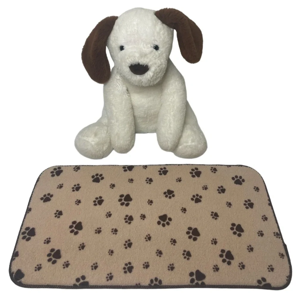 Animal Adventures White Plush Puppy Dog With Brown Ears & Pet Mat